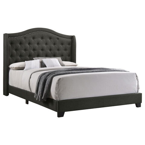 Morgan Upholstered Eastern King Wingback Bed GreyGrey