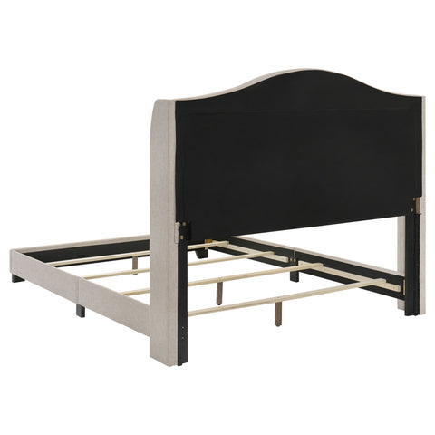 Morgan Upholstered Full Wingback Bed BeigeBeige