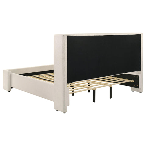 Coffey Eastern King Boucle Upholstered Wingback Platform Bed White