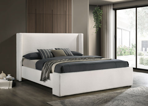 Aureo Boucle Upholstered Eastern King Platform Bed WhiteWhite