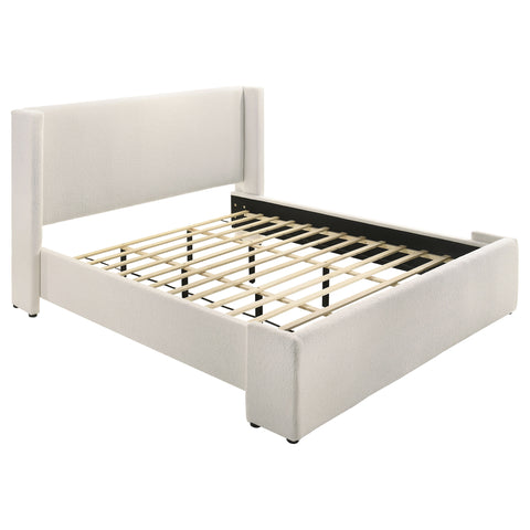 Aureo Boucle Upholstered Eastern King Platform Bed WhiteWhite
