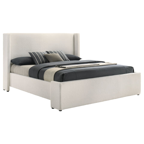 Aureo Boucle Upholstered Eastern King Platform Bed WhiteWhite