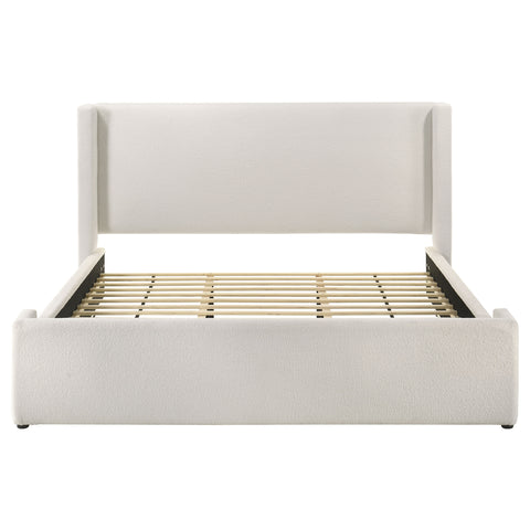 Aureo Boucle Upholstered Eastern King Platform Bed WhiteWhite
