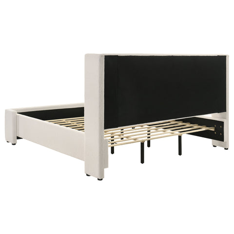 Aureo Boucle Upholstered Eastern King Platform Bed WhiteWhite