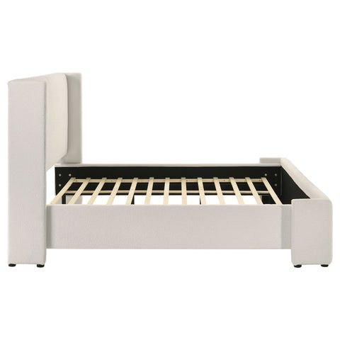 Aureo Boucle Upholstered Eastern King Platform Bed WhiteWhite