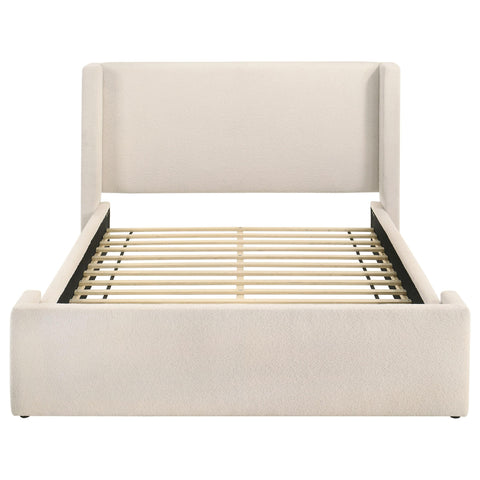 Coffey Queen Boucle Upholstered Wingback Platform Bed White
