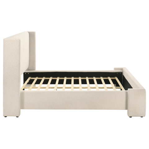 Coffey Queen Boucle Upholstered Wingback Platform Bed White