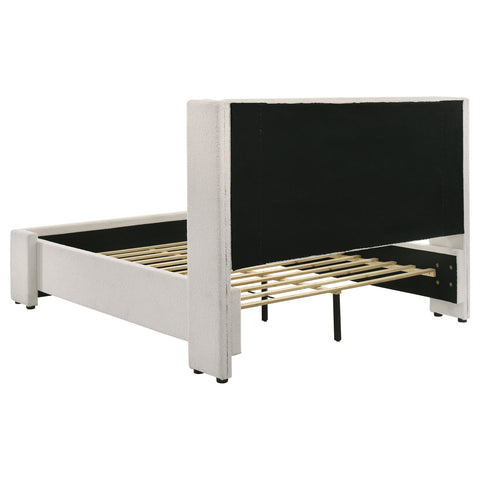 Aureo Boucle Upholstered Queen Wingback Bed WhiteWhite