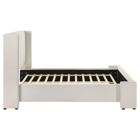 Aureo Boucle Upholstered Queen Wingback Bed WhiteWhite