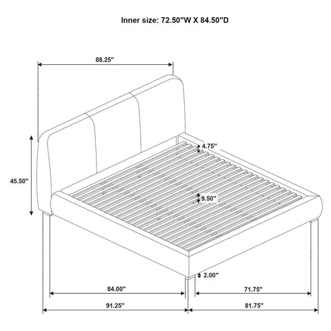 Butte 46-inch Upholstered California King Platform Bed Brown