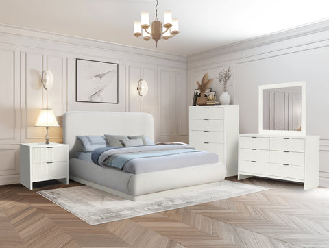 Kira 26" Cream Solid Wood And Oak Veneer Nightstand, 1 Piece