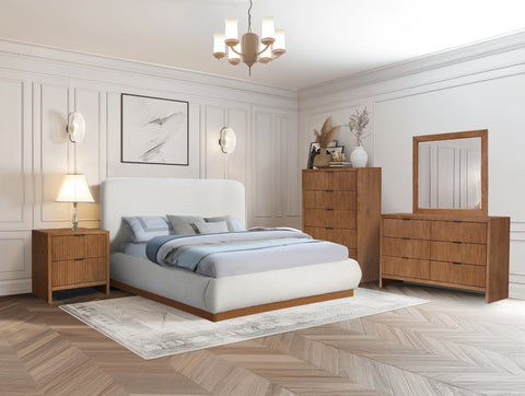 Kira 26" Walnut Solid Wood And Oak Veneer Nightstand, 1 Piece