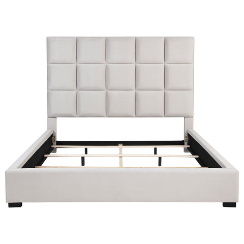 Wyatt Upholstered Eastern King Panel Bed BeigeBeige