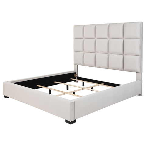 Wyatt Upholstered Eastern King Panel Bed BeigeBeige