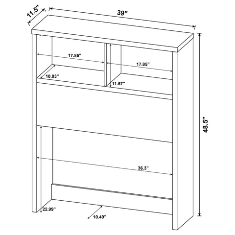Elena 49-inch Twin Bookcase Headboard Black