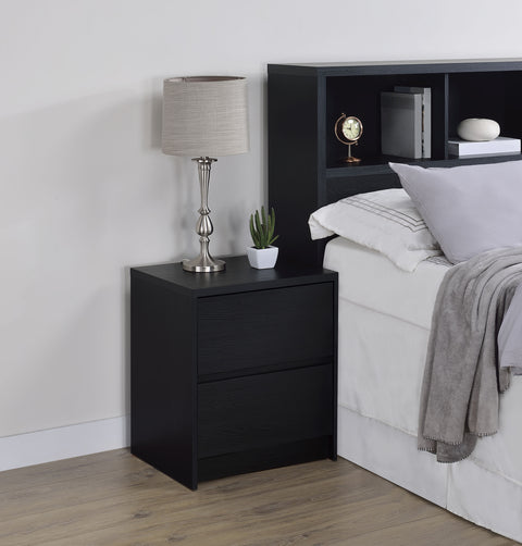 Elena 2-drawer Nightstand LED Lights and USB Black