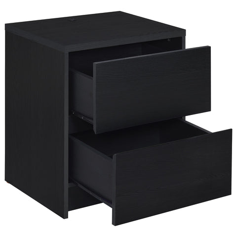 Elena 2-drawer Nightstand LED Lights and USB Black