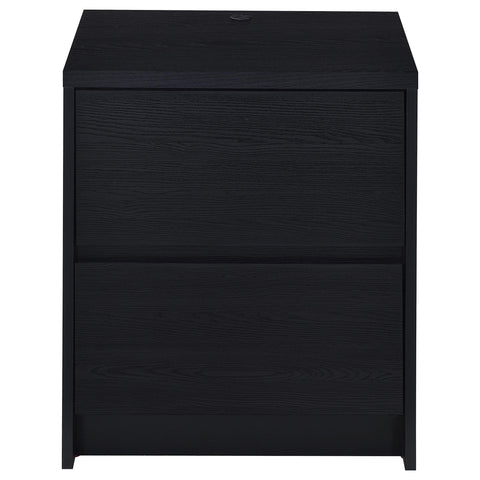 Elena 2-drawer Nightstand LED Lights and USB Black