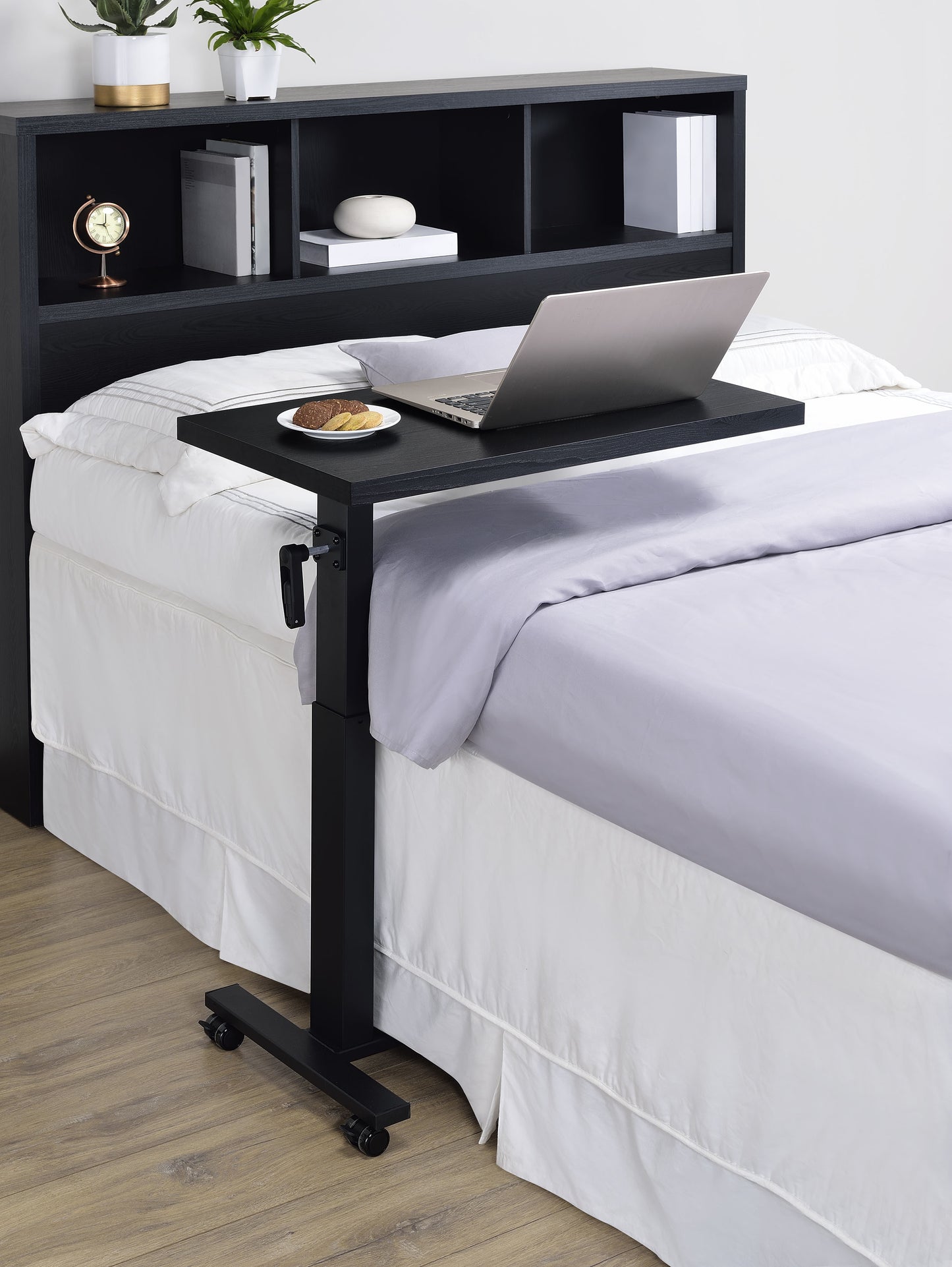 elena height adjustable mobile bedroom c-table black