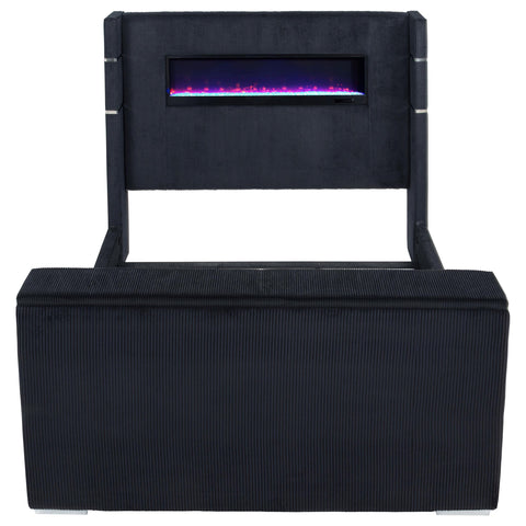 Reston Eastern King Flame Visualizer Wingback TV Bed Black