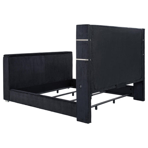 Reston Eastern King Flame Visualizer Wingback TV Bed Black