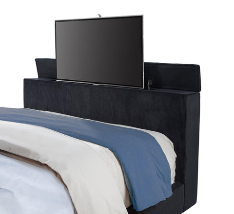 Reston Eastern King Flame Visualizer Wingback TV Bed Black