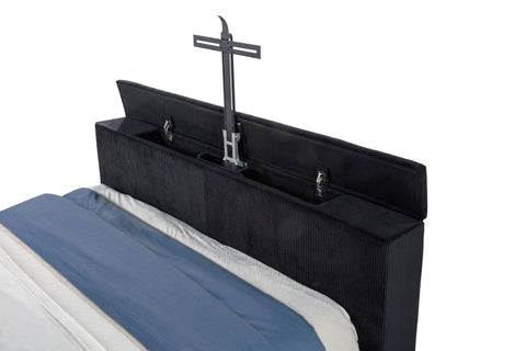 Reston Eastern King Flame Visualizer Wingback TV Bed Black