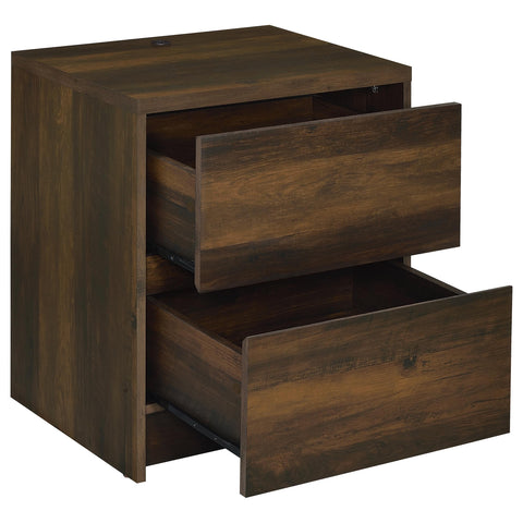 Elena 2-drawer Nightstand LED Lights and USB Dark Pine