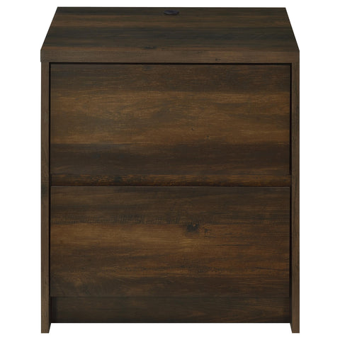Elena 2-drawer Nightstand LED Lights and USB Dark Pine