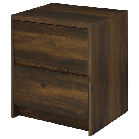 Elena 2-drawer Nightstand LED Lights and USB Dark Pine