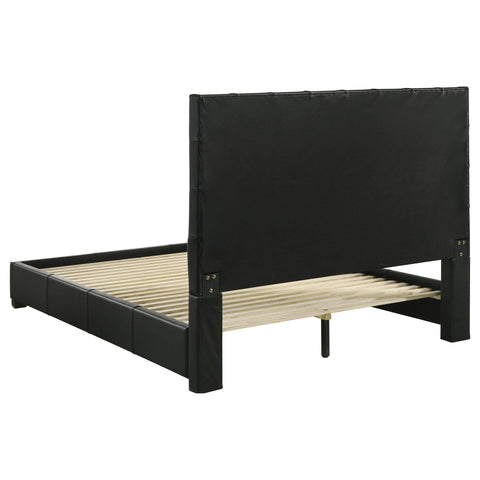 Danville Genuine Leather Queen Panel Platform Bed Black