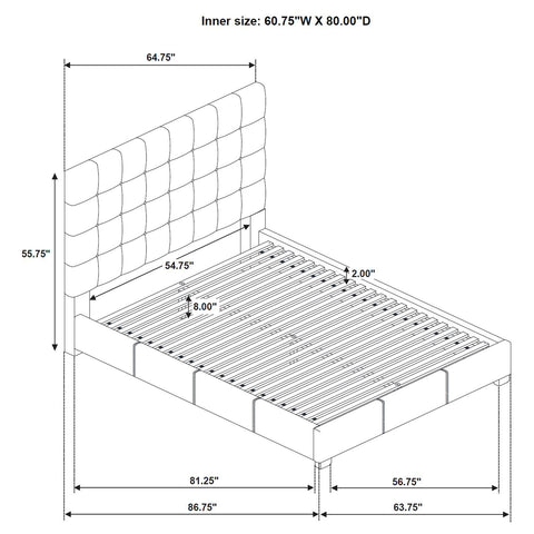 Danville Genuine Leather Queen Panel Platform Bed Black