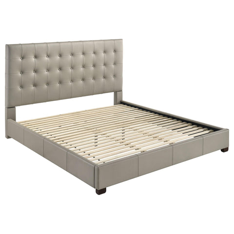 Danville Genuine Leather Eastern King Platform Bed Tan