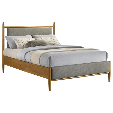 Lynette 46-inch Full Panel Platform Bed Grey and Light Brown