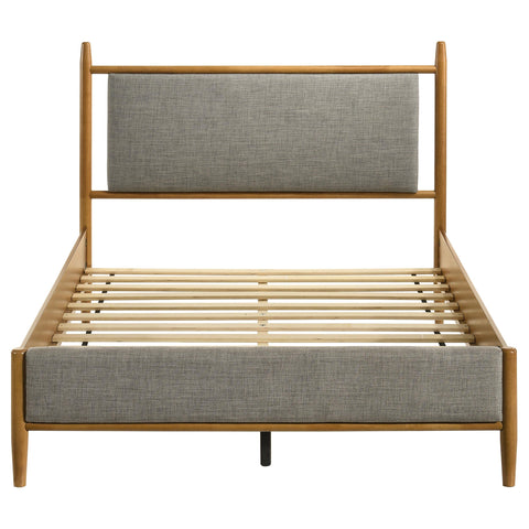 Lynette 46-inch Full Panel Platform Bed Grey and Light Brown