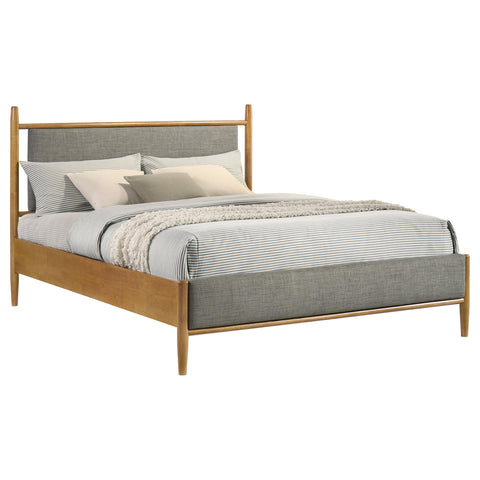 Lynette 46-inch Queen Panel Platform Bed Grey and Light Brown