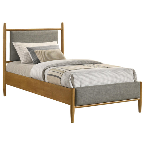 Lynette 46-inch Twin Panel Platform Bed Grey and Light Brown