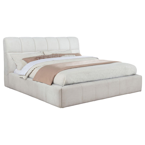 Eason 48-inch Upholstered Eastern King Platform Bed Cream