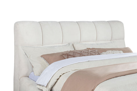Eason 48-inch Upholstered Eastern King Platform Bed Cream