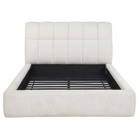 Eason 48-inch Upholstered Queen Panel Platform Bed Cream