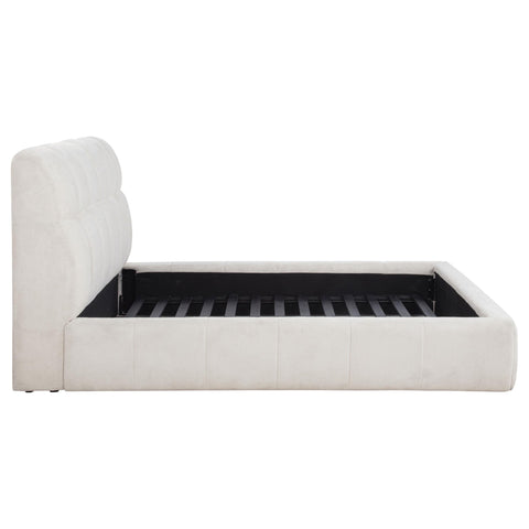 Eason 48-inch Upholstered Queen Panel Platform Bed Cream