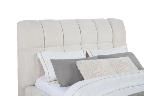 Eason 48-inch Upholstered Queen Panel Platform Bed Cream
