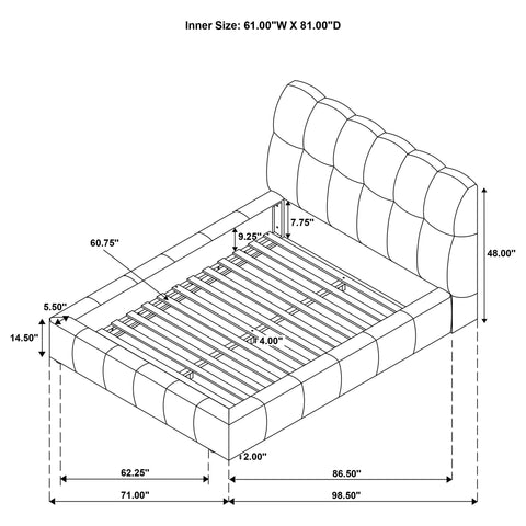 Eason 48-inch Upholstered Queen Panel Platform Bed Grey