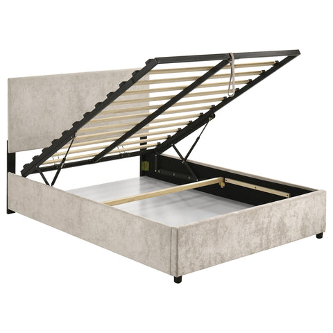 Dyer Upholstered Full Lift-Top Storage Platform Bed Beige