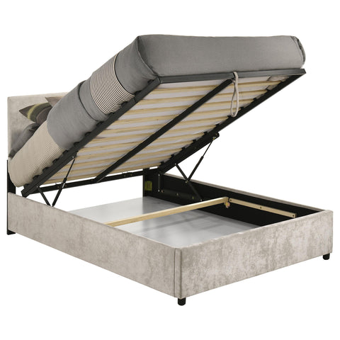 Dyer Upholstered Full Lift-Top Storage Platform Bed Beige