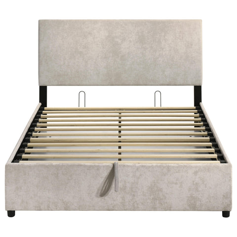 Dyer Upholstered Full Lift-Top Storage Platform Bed Beige