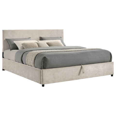 Dyer Upholstered Eastern King Lift-Top Storage Platform Bed Beige