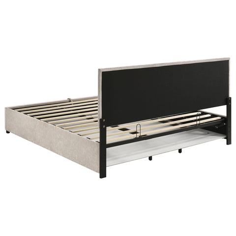 Dyer Upholstered Eastern King Lift-Top Storage Platform Bed Beige