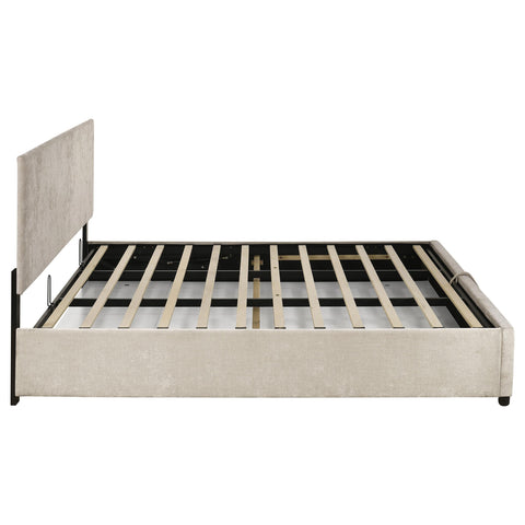 Dyer Upholstered Eastern King Lift-Top Storage Platform Bed Beige
