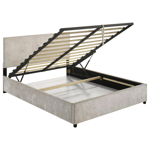 Dyer Upholstered Queen Lift-Top Storage Platform Bed Beige